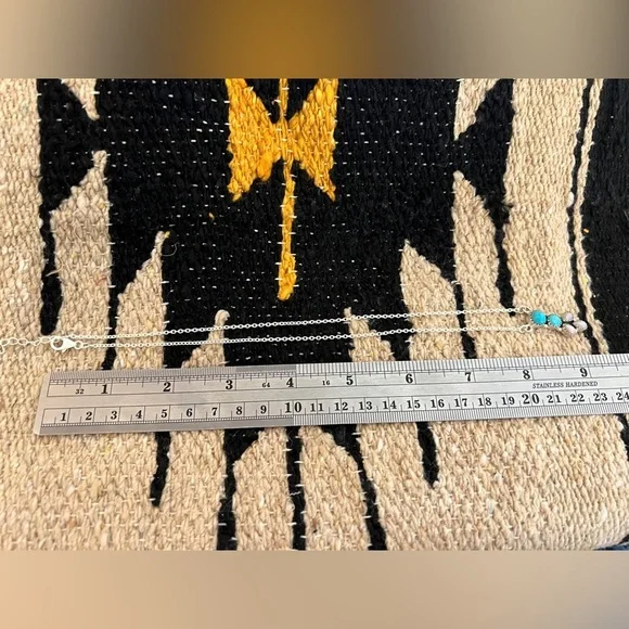 ❤️ Bluebird Turquoise & Pink Opal 925 Southwestern Navajo Necklace 18+2”L 11.4Gm - Picture 10 of 12